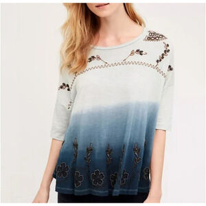 Anthropologie‎ Akemi + Kin Beaded Ombré Tulsi Tee in Blue, Small